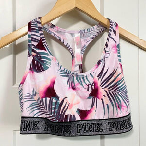 Victoria's Secret pink bralette floral palm white pink size large